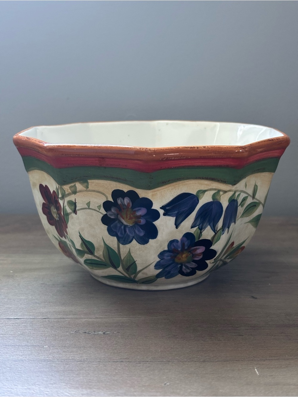 Certified International Floral Ceramic Bowl in Blue, Green and Red